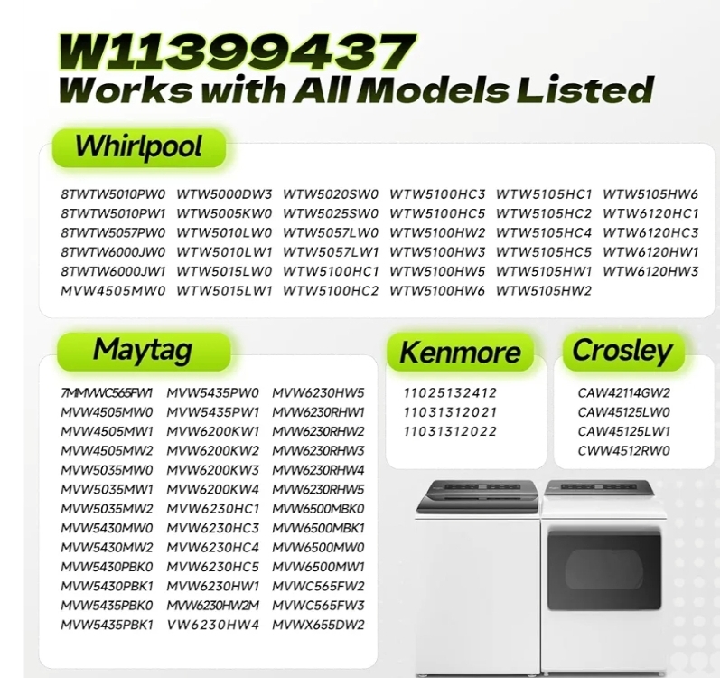 W11399437 W11259498 Washer Drain Pump Assembly Compatible with Whirlpool Maytag Kenmore Crosley - Image 9