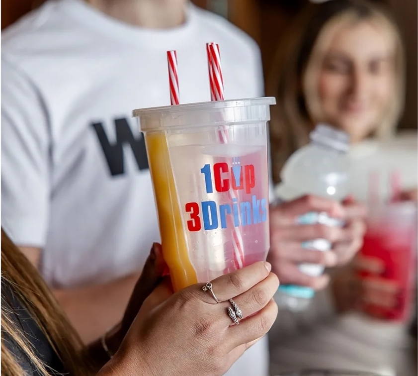 3-Compartment Reusable Souvenir Drinking Cup with 3 Straws for Hot and Cold drinks - Image 10
