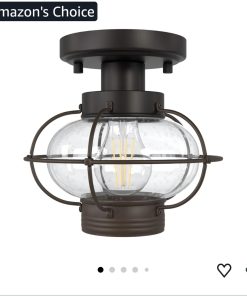 Porch Ceiling Light, Farmhouse Industrial Flush Mount, Glass Globe
