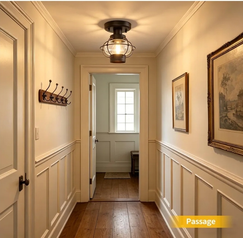Porch Ceiling Light, Farmhouse Industrial Flush Mount, Glass Globe - Image 10