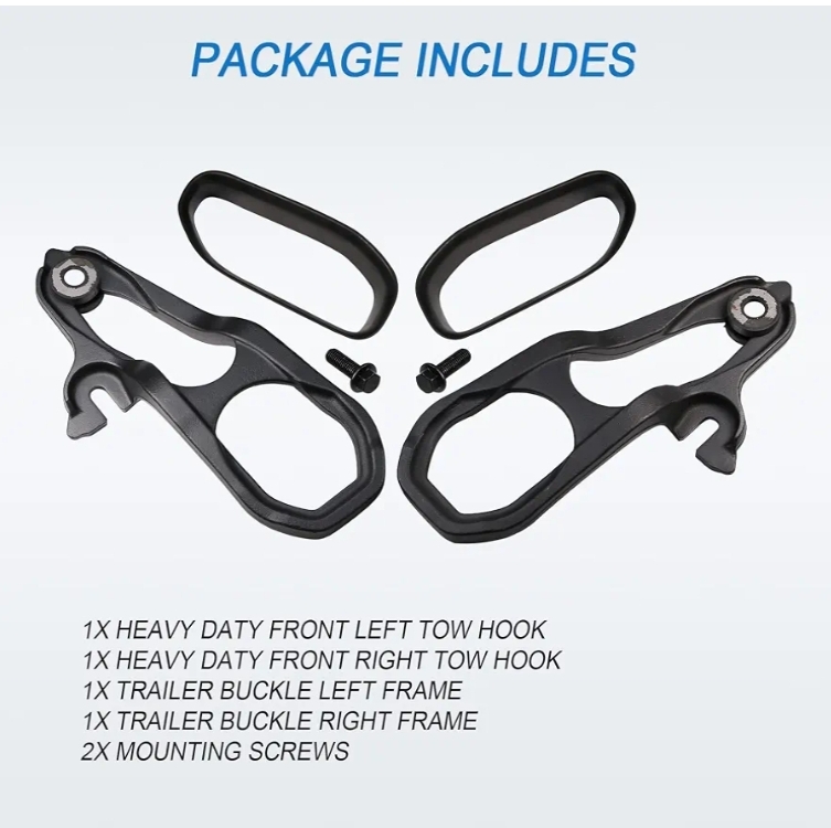 Heavy Daty Front Car Tow Hooks Left & Right with Hardware Black Replacement - Image 5