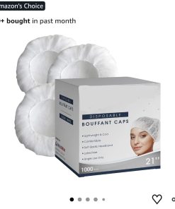 21" Disposable Bouffant Caps |CASE of 1000, White| Hairnets, Non-Woven, Non-Pleated Head Hair Covers