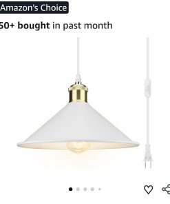 White Plug in Pendant Light, Modern Hanging Light with Plug in Cord