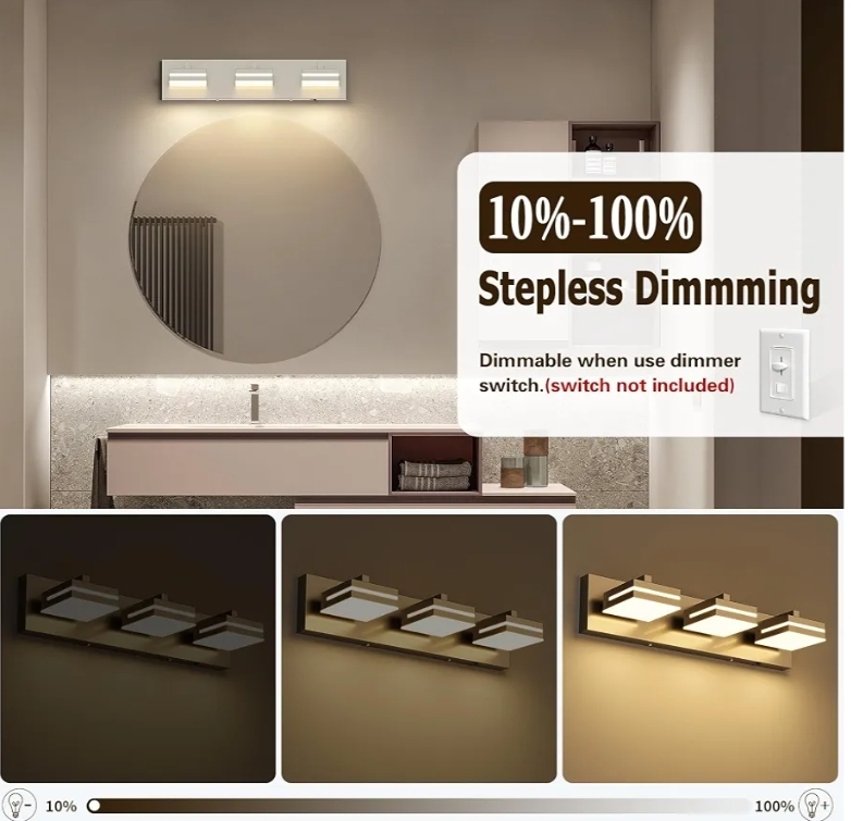 Brushed Nickel Vanity Lights for Bathroom Light Fixtures (3-Light, 19.69-Inch) - Image 6
