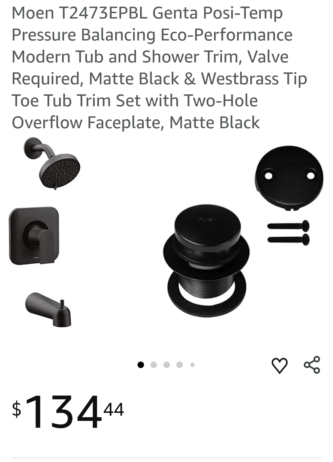 Moen T2473EPBL Genta Posi-Temp Pressure Balancing Eco-Performance Modern Tub and Shower Trim, Matte Black - Image 5