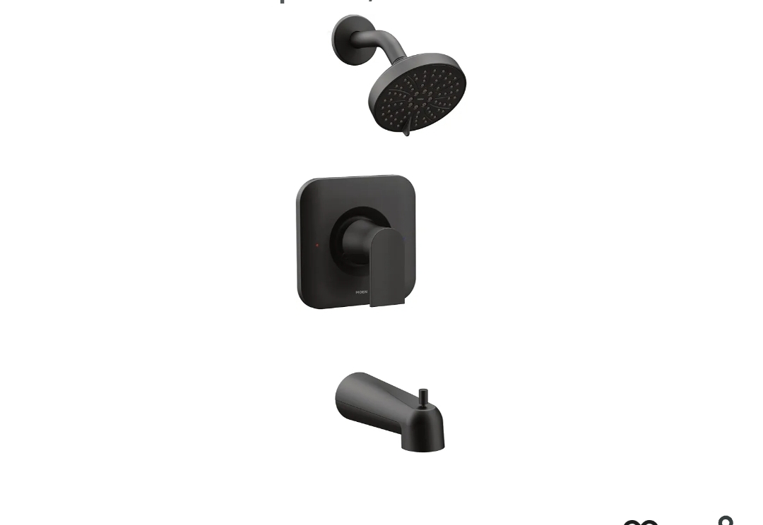 Moen T2473EPBL Genta Posi-Temp Pressure Balancing Eco-Performance Modern Tub and Shower Trim, Matte Black