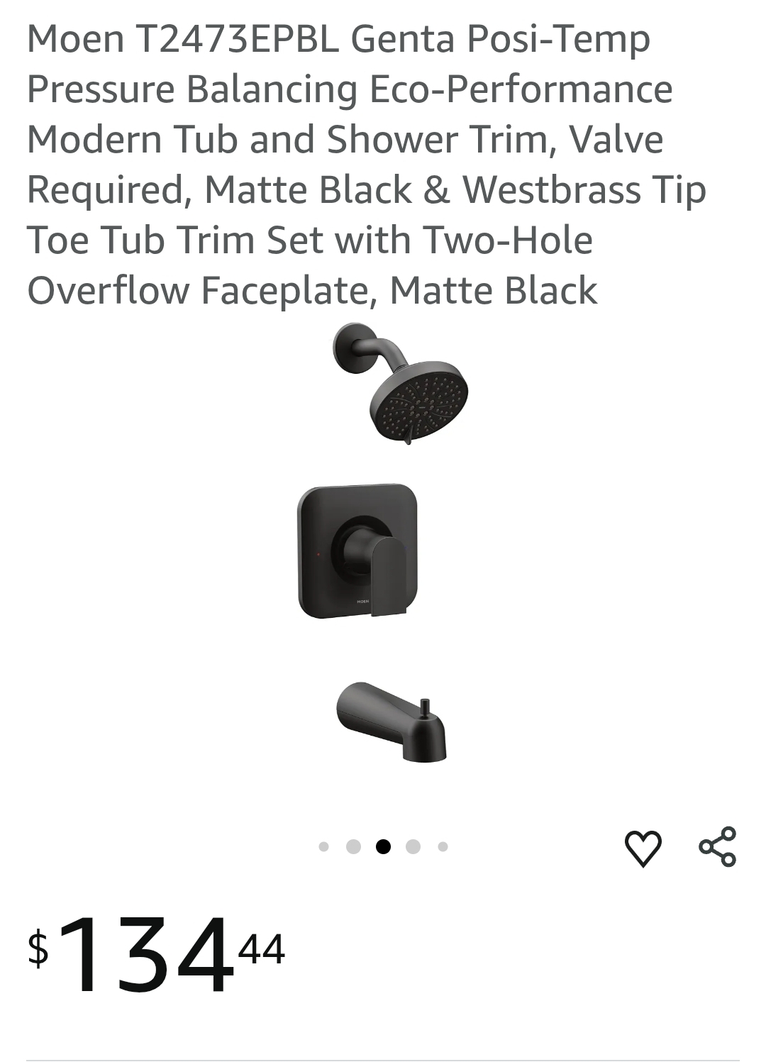 Moen T2473EPBL Genta Posi-Temp Pressure Balancing Eco-Performance Modern Tub and Shower Trim, Matte Black - Image 7