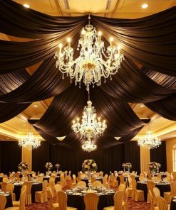 8 Panels 5ftx30ft Black Ceiling Drapes for Parties