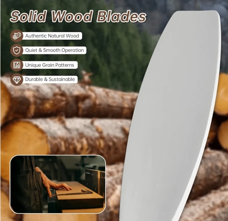 52'' Low Profile Ceiling Fan Remote Control without Lights, Wood Flush Mount White Ceiling Fan - Image 6