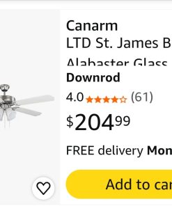 Alternative view of St. James BPT 52 Alabaster Glass 4 Bulb Light Kit, 52-Inch Ceiling Fan with 5 Blades