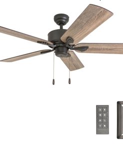 Prominence Home Glencrest, 52 Inch Farmhouse Ceiling Fan with No Light, Remote Control, Three Mounting Options, 5 Dual Finish Blades, Reversible Motor - 50682-01 (Bronze)