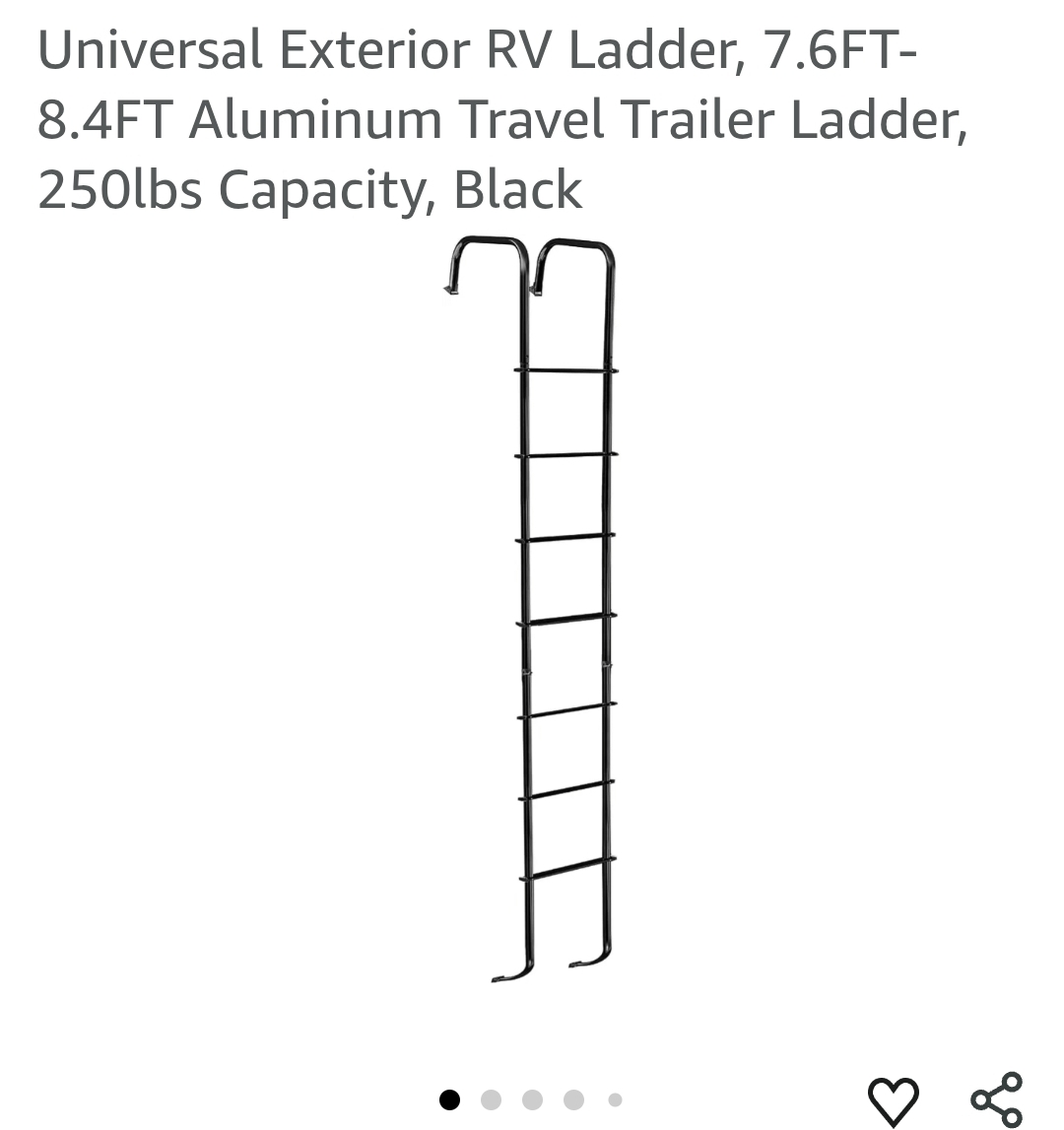 Universal Exterior RV Ladder, 7.6FT-8.4FT Aluminum Travel Trailer Ladder, 250lbs Capacity, Black
