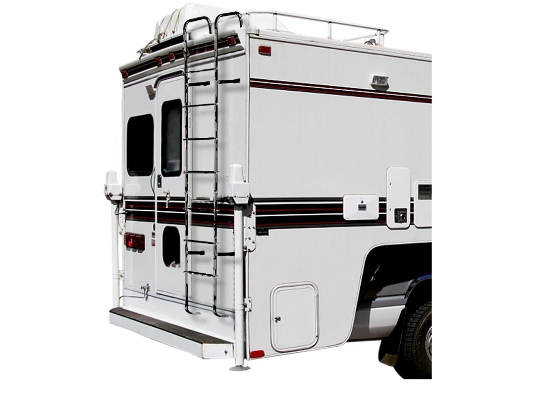 Universal Exterior RV Ladder, 7.6FT-8.4FT Aluminum Travel Trailer Ladder, 250lbs Capacity, Black - Image 9