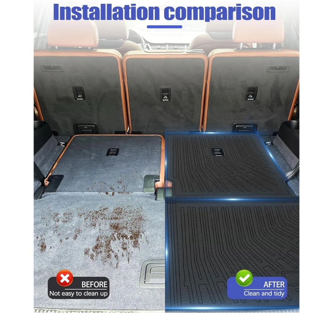 3pk Cargo Liners Backrest Mat for Audi Q7/SQ7 Accessories 2017-2026 - Image 5