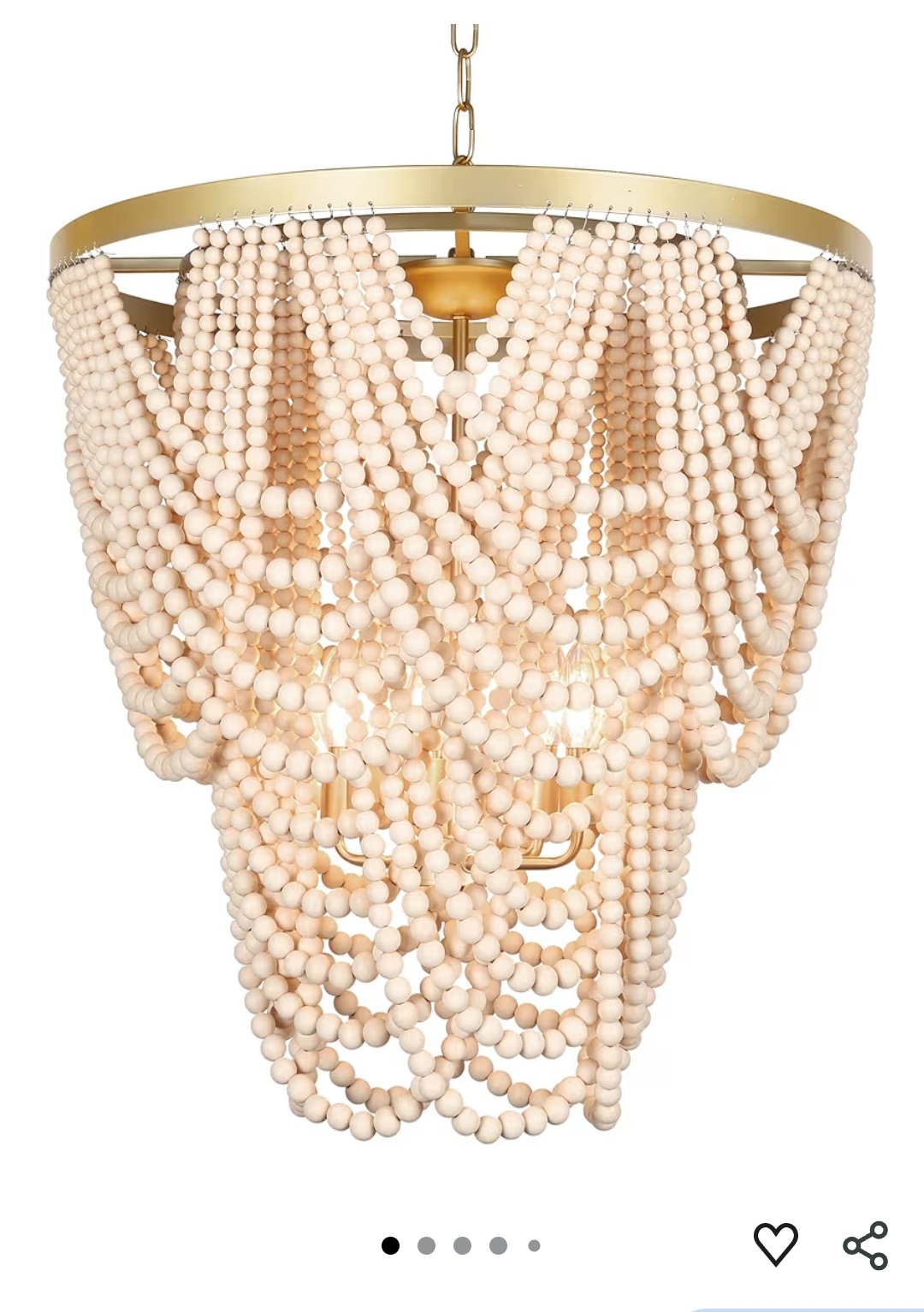 6-Light Bohemia Wood Beaded Chandelier for Dining Room, Coastal Pendant - Image 7