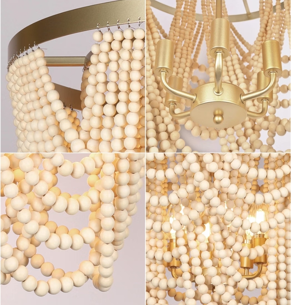 6-Light Bohemia Wood Beaded Chandelier for Dining Room, Coastal Pendant - Image 12