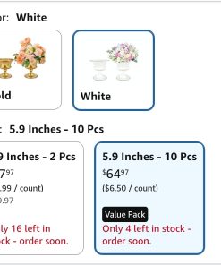 Alternative view of White Vase for Centerpieces Compote Bowl, 5.9 Inch, Set of 10 Wedding Pedestal Vase, Metal Flower Urn