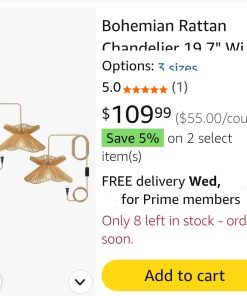 Alternative view of 2pk Bohemian Rattan Chandelier 19.7" Wide | Farmhouse Hemp Rope Braided Hanging Fixture, (Brown, 2 Pcs-15.7"-Plug in)