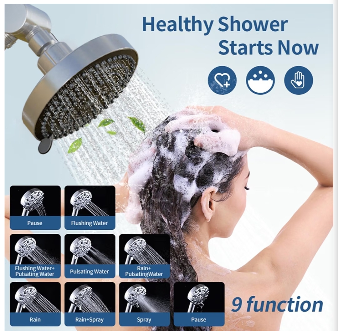 Dual Shower Head Combo (43-78.7" Adjustable), High Pressure 3-Way Diverter Tandem Shower System for Two, Brushed Silver - Image 8
