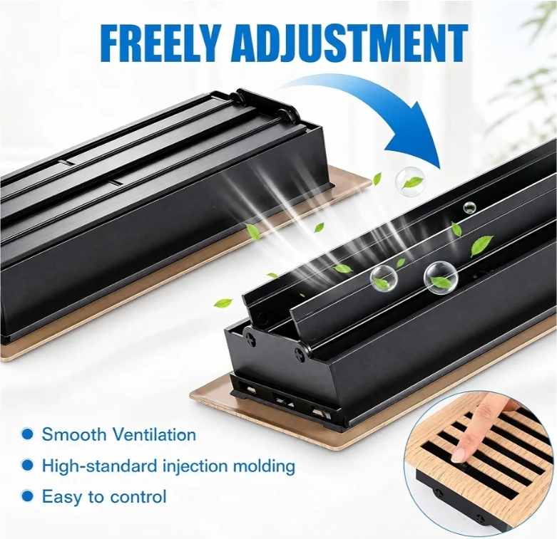 4 Pack 4" x 10" Floor Register 1.5 mm Oak Grain Air Vent Covers Heavy Duty Steel Walkable Floor Vent - Image 7