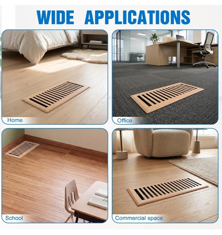 4 Pack 4" x 10" Floor Register 1.5 mm Oak Grain Air Vent Covers Heavy Duty Steel Walkable Floor Vent - Image 9