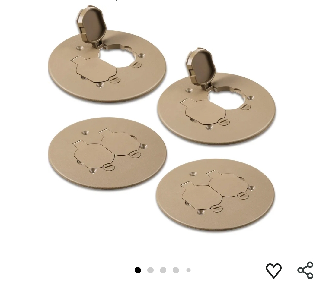 4pk 4" Diameter Plastic Duplex Floor Outlet Cover Plate Weatherproof Replacement