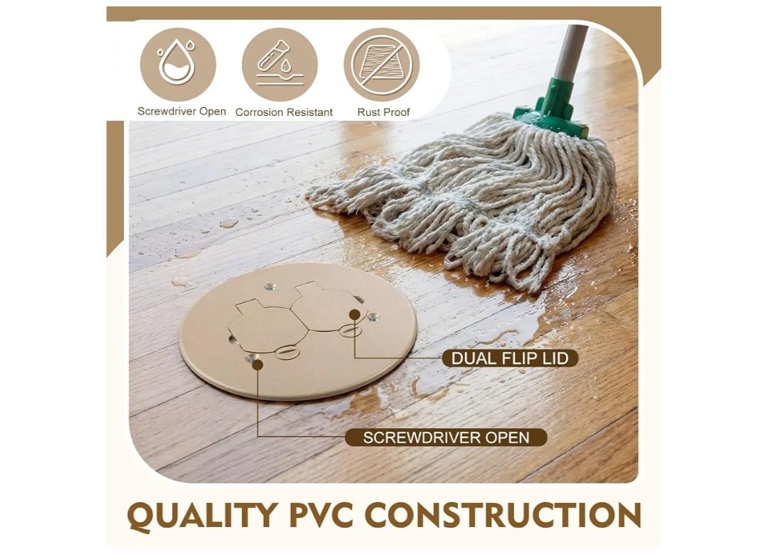 4pk 4" Diameter Plastic Duplex Floor Outlet Cover Plate Weatherproof Replacement - Image 9