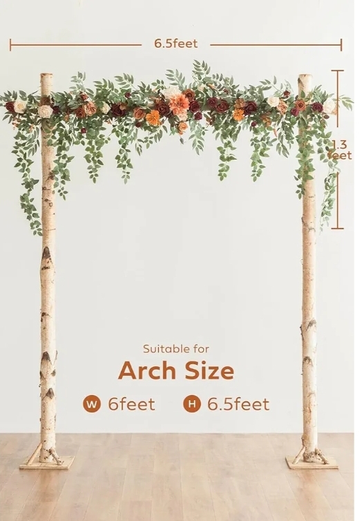 Ling's Moment 6.5FT Wedding Arch Flower Garland, Fall Orange - Image 9