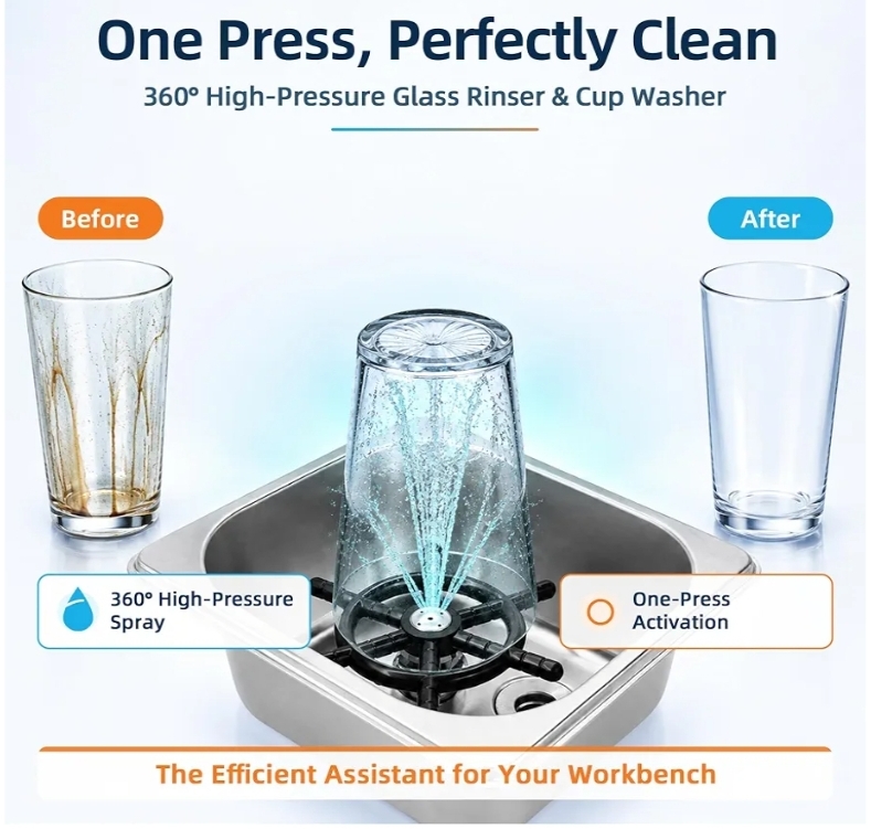 Pitcher Rinser & Glass Rinser for Kitchen Sink, 6.3" x 6.7" x 2.7" - Image 4