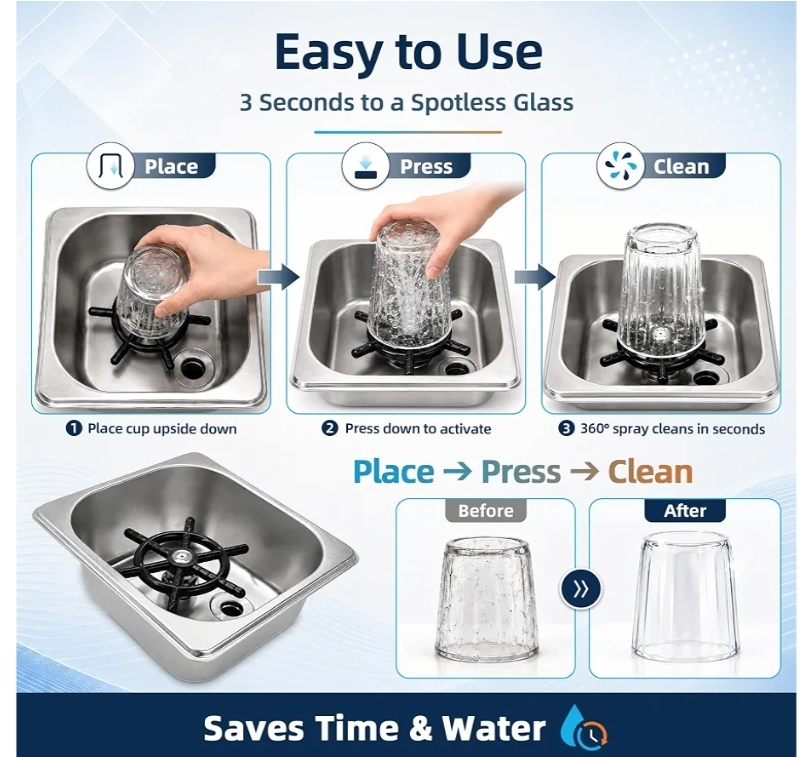 Pitcher Rinser & Glass Rinser for Kitchen Sink, 6.3" x 6.7" x 2.7" - Image 5