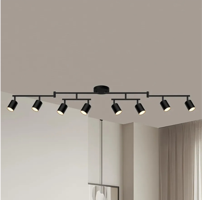 8 Light Track Lighting Fixtures Ceiling, Matte Black Kichen Track Lighting Fixtures