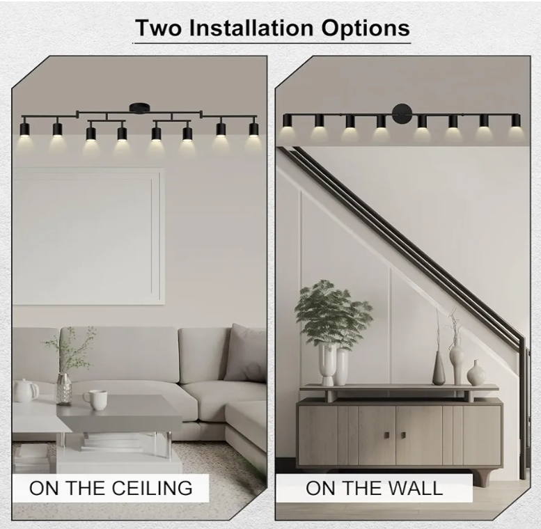 8 Light Track Lighting Fixtures Ceiling, Matte Black Kichen Track Lighting Fixtures - Image 8