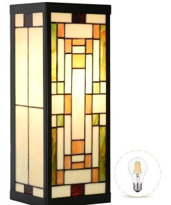 Tiffany Style Rectangular Outdoor Wall Lights Stained Glass Corridor Wall Lamp Vintage Outdoor