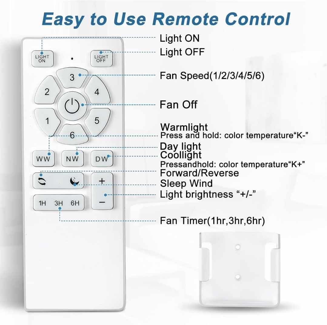 Retractable Ceiling Fan with Lights Remote Control, 42 Inch Black Ceiling Fan - Image 12