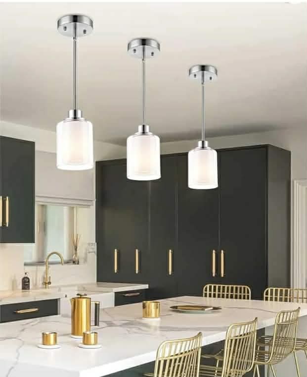 3pk, 1-Light Pendant Light Fixtures, 3 Pack Modern Brushed Nickel - Image 4