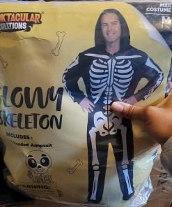 Alternative view of Adult Skeleton Costume Hooded Jumpsuit Cosplay Costume Sleepwear Homewear, Medium