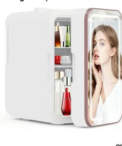 Mini Fridge for Bedroom, 6L Skincare Fridge with Dimmable LED Light Mirror