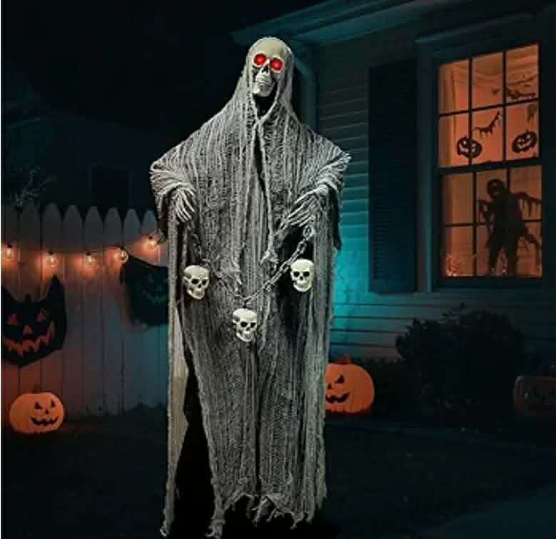 71" Halloween Animatronics Decor Led Light Eyes Sound&Touch Activated Scary Haunted House - Image 5