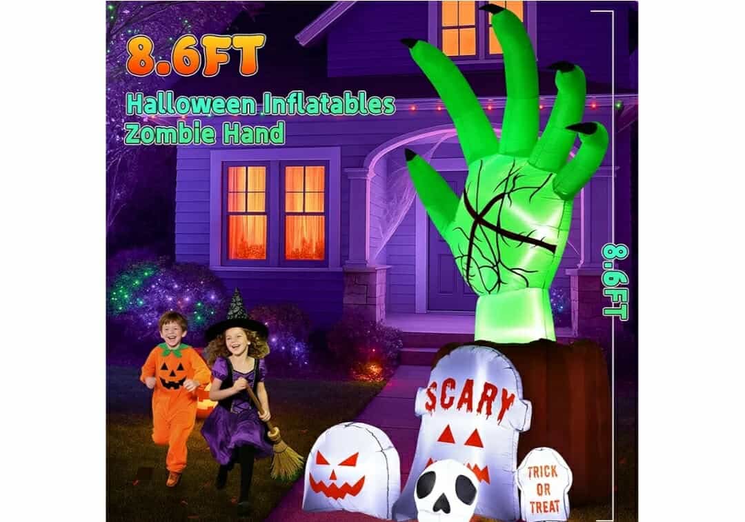 8.6 FT Halloween Inflatables Decorations Outdoor - Zombie Hand Animated Blow Ups Yard Decoration Animatronic - Image 9