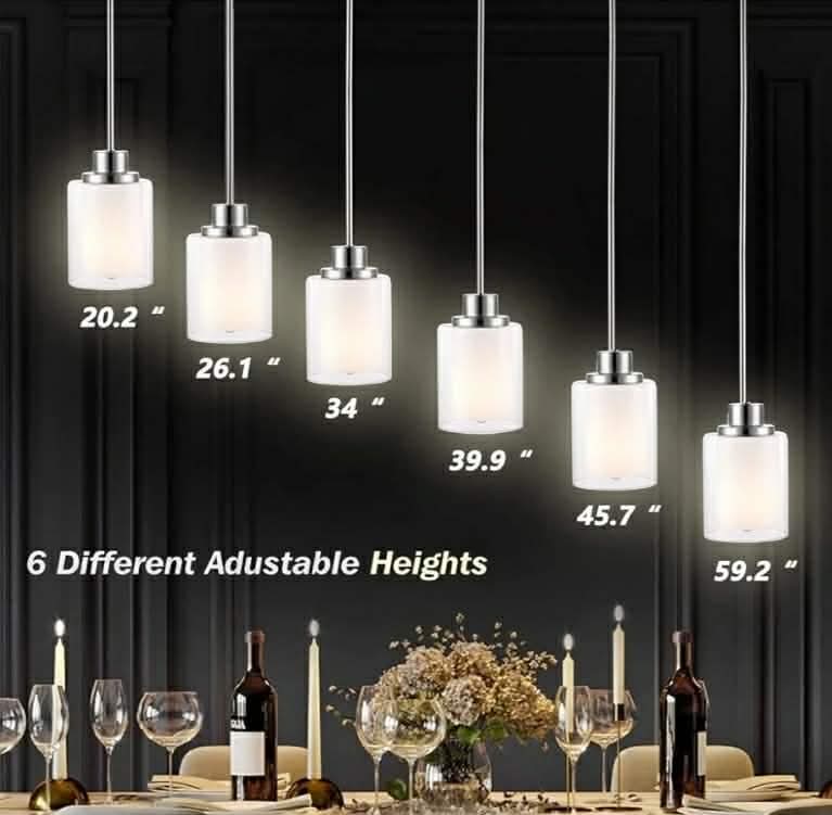 3pk, 1-Light Pendant Light Fixtures, 3 Pack Modern Brushed Nickel - Image 8