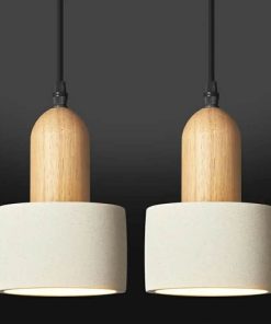 2pk Modern Cement Pendant Lights White Chandelier Wooden Ceiling Lamps