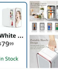 Alternative view of Mini Fridge for Bedroom, 6L Skincare Fridge with Dimmable LED Light Mirror