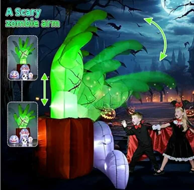 8.6 FT Halloween Inflatables Decorations Outdoor - Zombie Hand Animated Blow Ups Yard Decoration Animatronic - Image 8