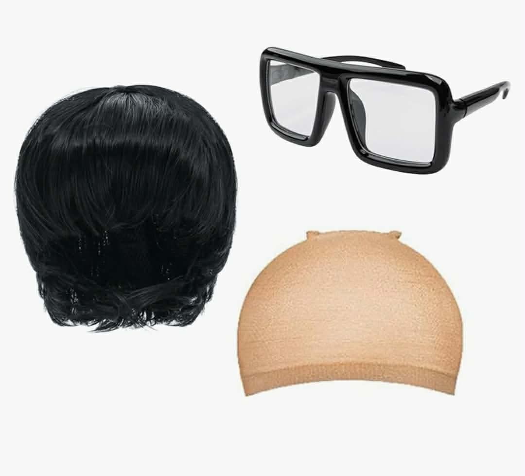 Adult Halloween Costumes for Men, Family Orange Zip-Up Tracksuit with Black Wig Cap & Glasses, XL - Image 7