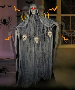 71" Halloween Animatronics Decor Led Light Eyes Sound&Touch Activated Scary Haunted House