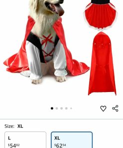 Alternative view of Little Red Riding Hood Dog Costume Pet Red Riding Hood Dress and Cape Outfit for Large Dog Halloween Cosplay Costume (XL)
