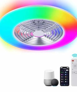 24" Low Profile Ceiling Fan with Lights, Smart LED Bladeless