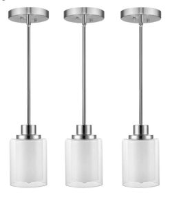 3pk, 1-Light Pendant Light Fixtures, 3 Pack Modern Brushed Nickel