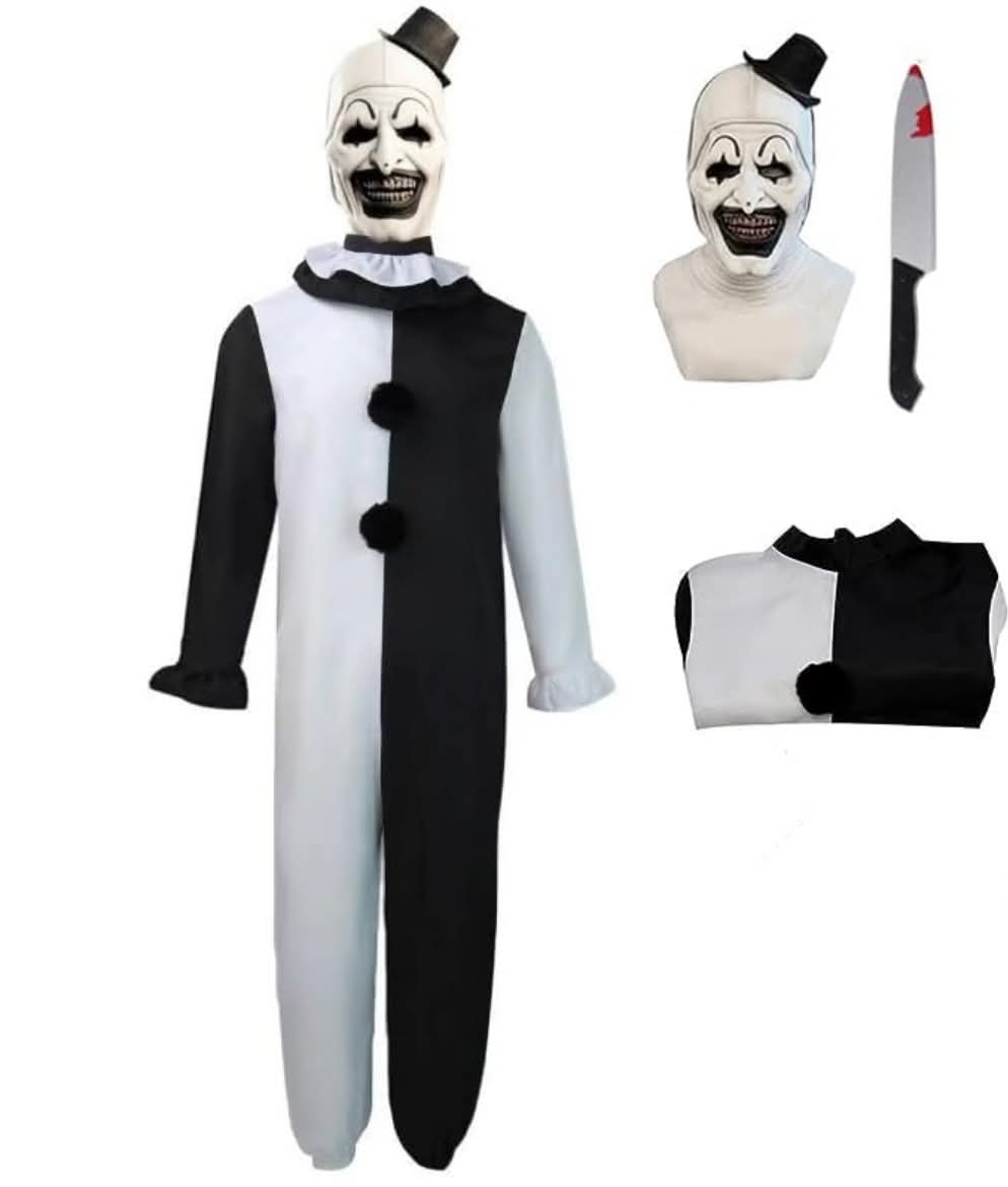 Scary Killer Clown Halloween Costume Creepy Cosplay Props for Kids, 7-8yrs - Image 6