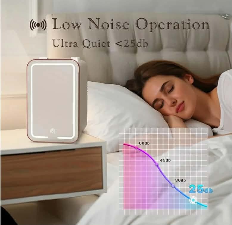Mini Fridge for Bedroom, 6L Skincare Fridge with Dimmable LED Light Mirror - Image 11